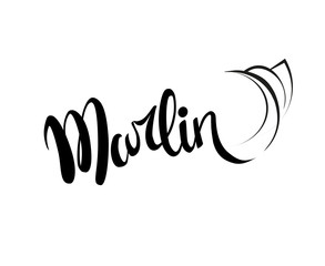 marlin fish logo vector icon line art outline