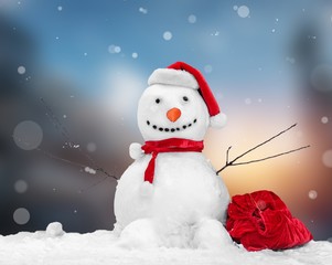 Cute little snowman isolated on white