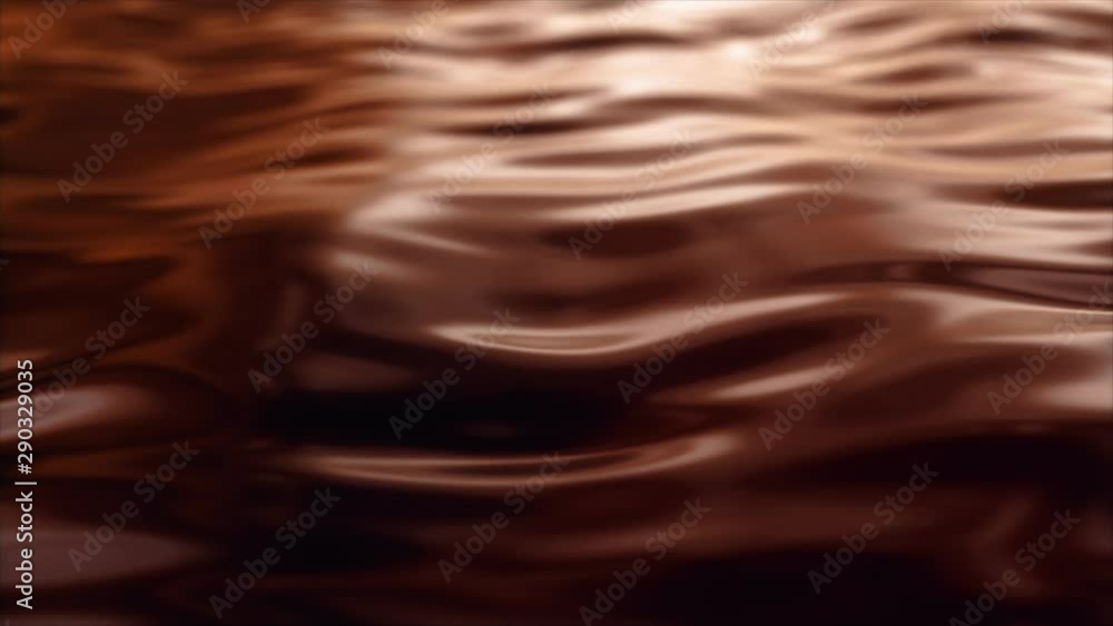 Poster the surface of liquid chocolate. melted milk chocolate in motion. seamless loop 3d render