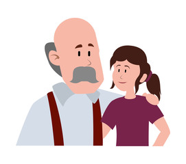 father with his daughter smiling avatar character vector illustration