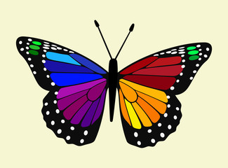 Rainbow Winged Butterfly Vector - Monarch Digital Design	
