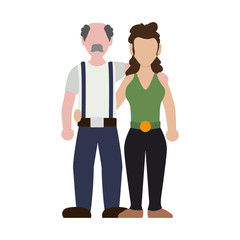 young couple avatars characters vector illustration