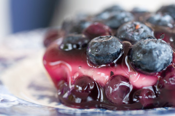 Blueberry cheese pie, topping with fresh blueberry fresh fruit.