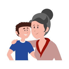 mother with her son smiling avatar character vector illustration