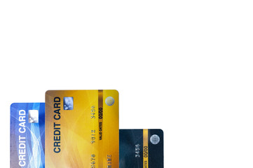 Credit cards for payment the debt banking fee, money less make cash flow. Isolated on white background with clipping path.