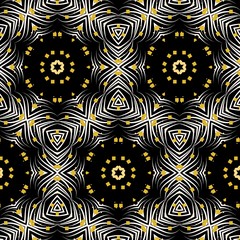 Vintage frosty geometric pattern with snowflakes. Ice balls and stars