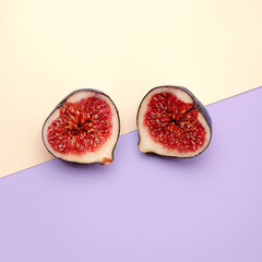 Fresh figs. Fruits. Minimal flat lay art