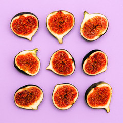 Fresh sweety figs. Minimal flat lay fruits raw creative art