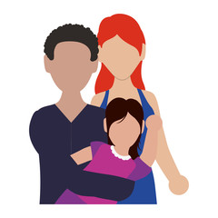 parents couple with daugether avatar character vector illustration