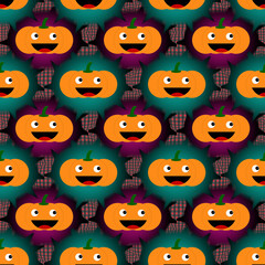 Pattern di Halloween con zucche sorridenti