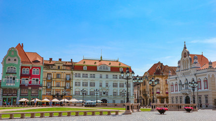 The Unirii Square in Timisoara