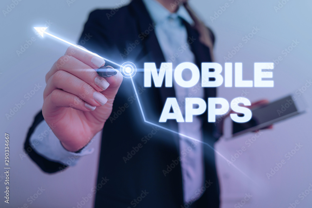 Aufkleber text sign showing mobile apps. business photo text small programs are made to work on phones like ap