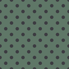 Black polka dots seamless repeating pattern green background vector