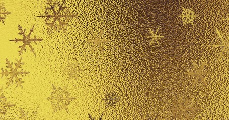 Golden foil with snowflakes texture. New year background. 3d render