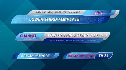 Graphic set of Broadcast News Lower Thirds Banner for Television, Video and Media Channel