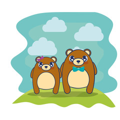 Obraz na płótnie Canvas cute bears couple characters vector illustration