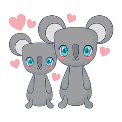 cute koalas couple characters vector illustration
