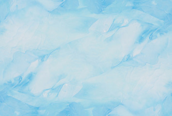 Modern light sky blue alcohol ink abstract background. Flow liquid watercolor paint splash texture effect illustration for card design, banners, ethereal graphic design