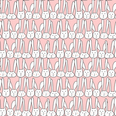 Cute bunny seamless pattern background. Vector illustration.