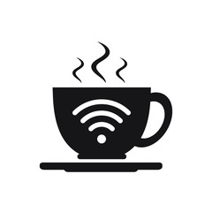 Free Wi-Fi zone vector icon. Cup with wireless signal.