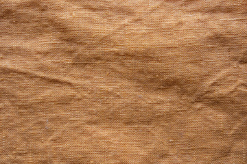 Orange linen cloth texture. Natural fabric material background
