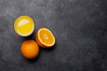 Fresh orange juice and oranges