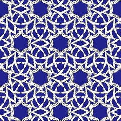 Abstract festive Christmas snowflake pattern on blue background