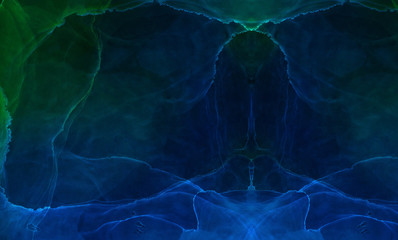 Bright dark blue alcohol ink neon abstract background. Modern deep glowing flow liquid watercolor paint splash texture effect illustration for card design, creative banners, ethereal graphic design.