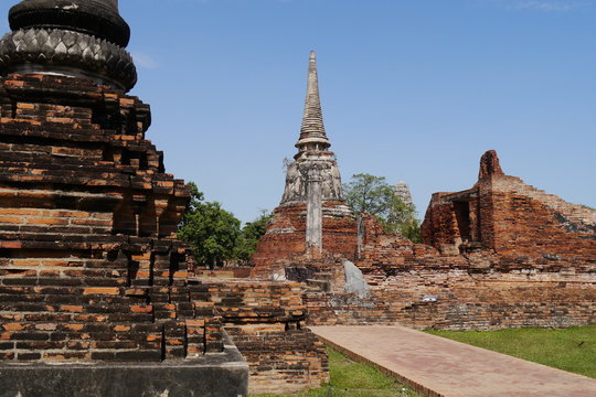 Ruinenstadt Ayutthaya mit Blick auf Ruine Pagode