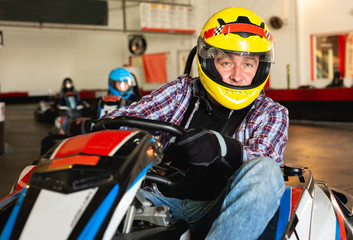 Man driving go-kart car