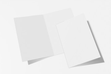 Two Mockup vertical booklet, brochure, invitation isolated on a white background with hard cover and realistic shadow. 3D rendering.