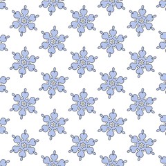 Abstract festive Christmas snowflake pattern on blue background
