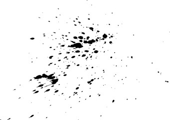 Black paint, ink splash, brushes ink droplets, blots. Black ink splatter background, isolated on white. Vector illustration