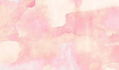 Modern aquarelle painted pink watercolor canvas for splash design, invitation background, vintage template. Subtle light pastel color ink effect shades gradient on textured paper