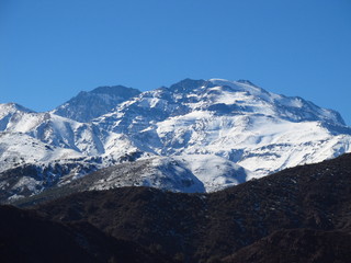 view of El Plomo mountain from Pochoco mountain in Santiago, Chili