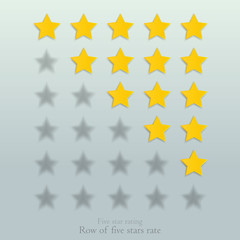 Five stars rate row collection, rank status elements, statistic review, rating chart.