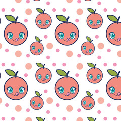 cute orange fruit kawaii pattern