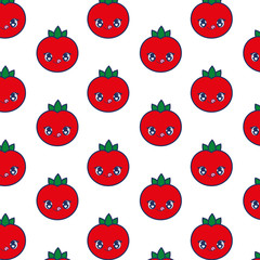 cute tomato kawaii pattern vector illustration