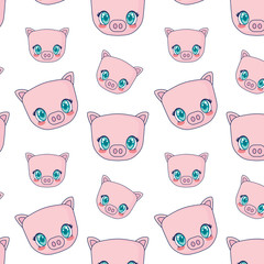 Obraz premium cute pig adorable characters pattern