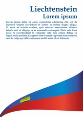 Flag of Liechtenstein, Principality of Liechtenstein. Template for award design, an official document with the flag of Liechtenstein. Bright, colorful vector illustration for graphic and web design.