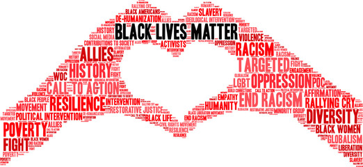 Black Lives Matter Word Cloud on a white background. 
