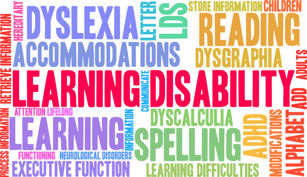 Learning Disability Word Cloud On A White Background. 