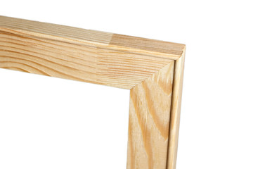 Corner of a wooden stretcher bar for canvas isolated on background
