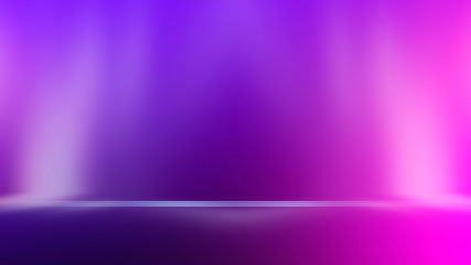 Ultraviolet abstract light. Diode tape, light line. Violet and pink gradient. Modern background, neon light. Empty stage, spotlights, neon. Abstract light.