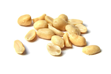 Fototapeta na wymiar Peanuts isolated on white background. roasted peeled peanuts, salted snack