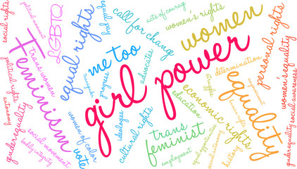 Girl Power Word Cloud on a white background. 
