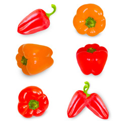 red and yellow ripe pepper isolated
