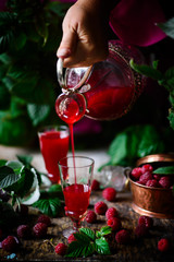 raspberry liquor...style rustic. selective focus