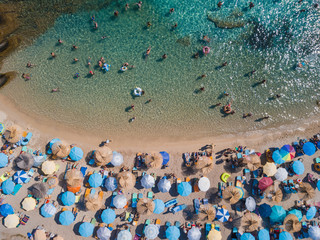 Aerial view of the beach in summer season