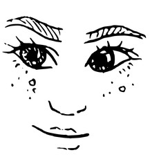 Emotion emoticon - black vector illustration - sweet girl 